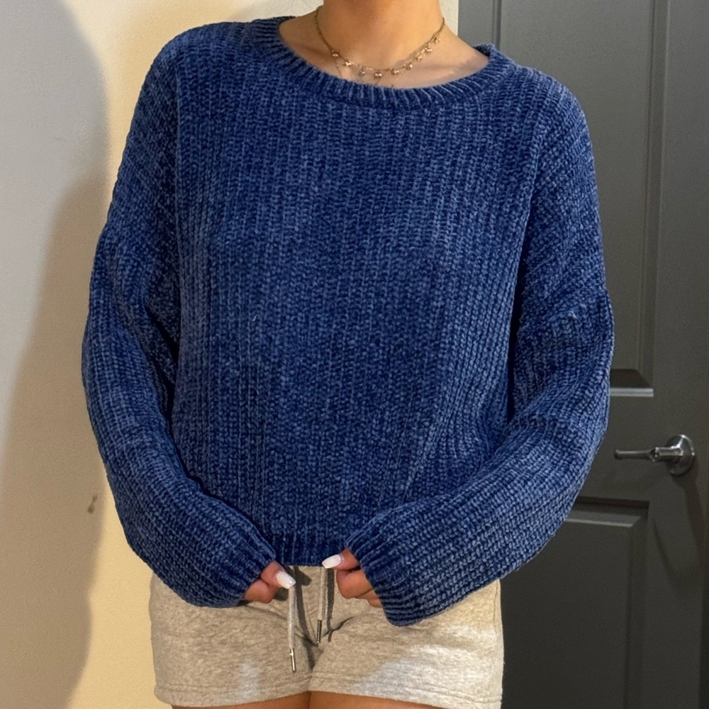 Blue knitted sweater